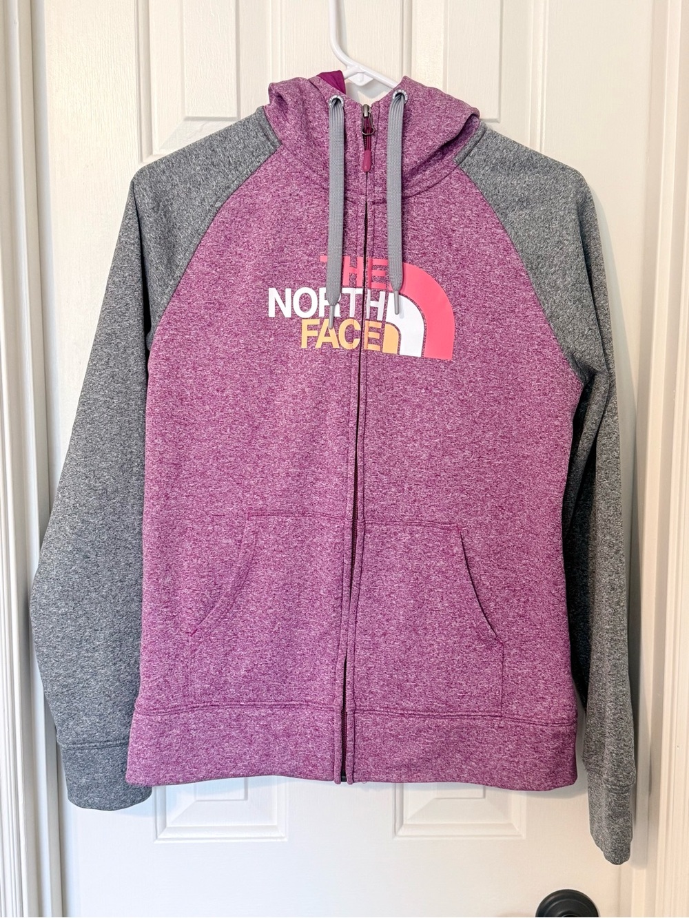 The North Face Pink & Gray Full-Zip Hoodie Jacket